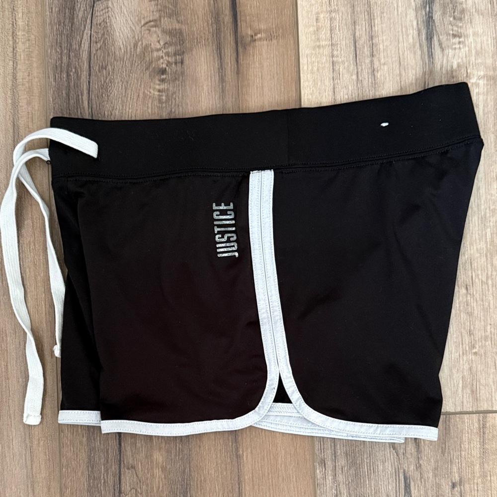 Girls size 7 8 Justice Black Athletic Shorts with White Trim